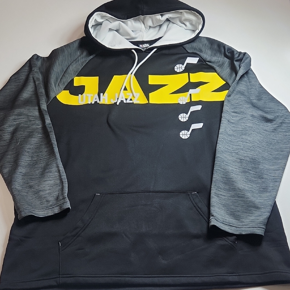 NBA Utah Jazz Black and Gray Hoodie with Yellow Highlight NWT